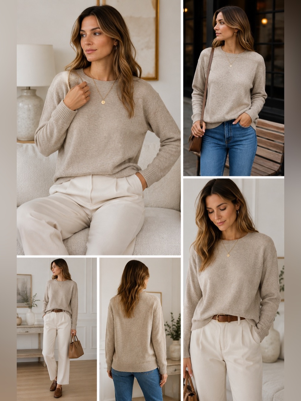 Zara Beige Long Sleeve Sweater | Soft Knit, Casual Chic | Size L Chic Minimalist